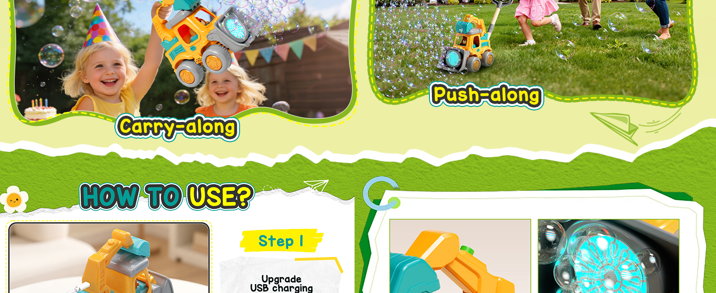 2-in-1 Handheld Push Automatic Bubble Blower