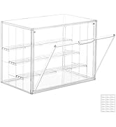 Attelite Acrylic Display Case,Upgrade 4 Tiers Clear Display Case with 3 Adjustable divider, Stack...