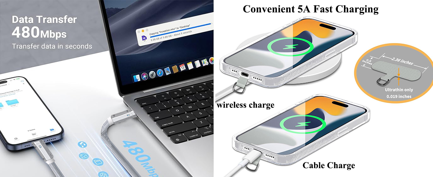 USB C to C Fast charger Phone Lanyard