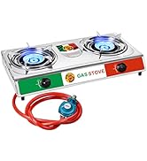 Vivicreate 25000 BTU 2 burner stainless steel panel auto ignition Camping Propane Gas Outdoor Gar...