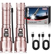 WdtPro LED Rechargeable Flashlight 2 Pack, Super Bright Zoomable 6000 Lumens Tactical Flashlight ...