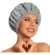 Reusable Shower Cap for Women, Large Waterproof Shower Bonnet Washable Elastic Band Bath Hair Hat...
