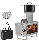 Camping Stove for Hot Tents, LAMA 304 Stainless Steel Wood Burning Stove with Stainless Wall Chim...