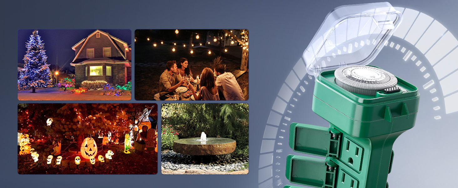 christmas light surge protector outdoor timer with extension cord