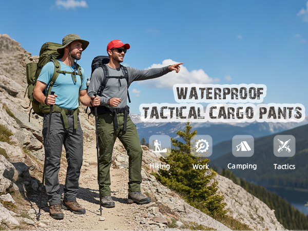 Men's Tactical Cargo Pants Stretch Lightweight Waterproof Work Hiking Outdoor Casual Pants