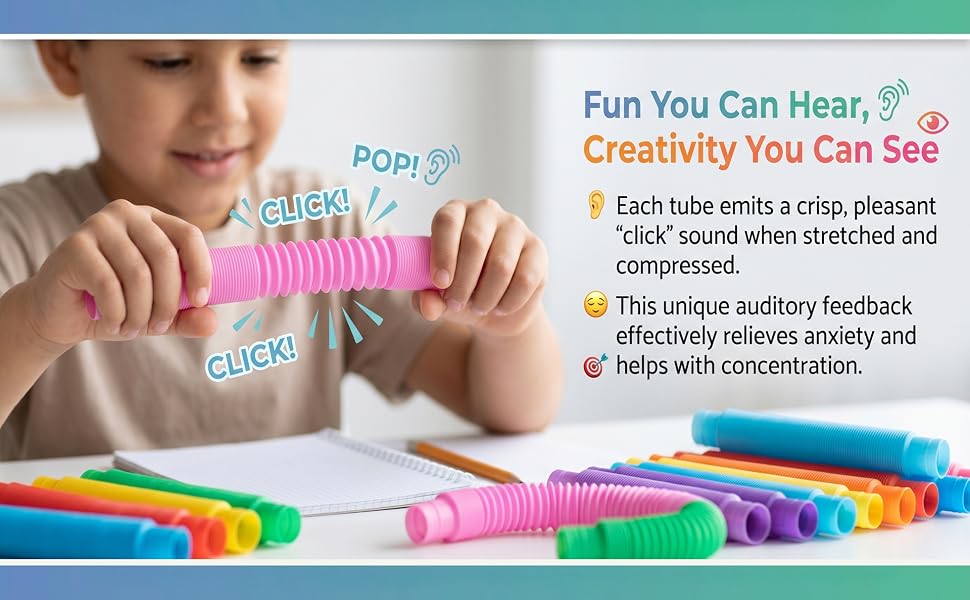 24 Sets Valentines Day Gifts for Kids School with Pop Tubes