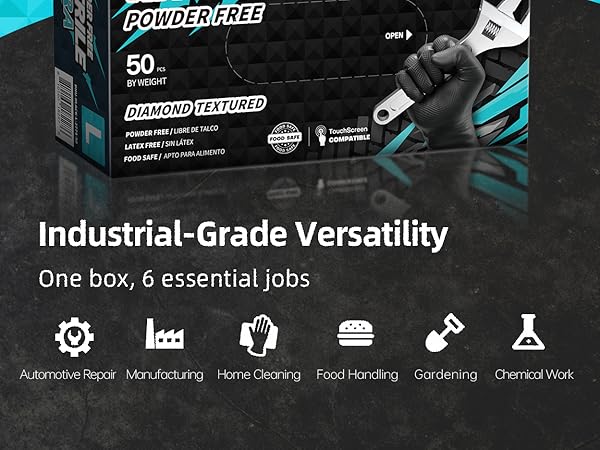Beastek 8 mil nitrile gloves heavy duty industrial grade 50 pcs auto repair manufacturing cleaning