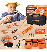 CARTMAN 39pcs Kids Junior Tool Set with Child-Sized Toolbelt, Glasses, Gloves in Gift Color Box f...