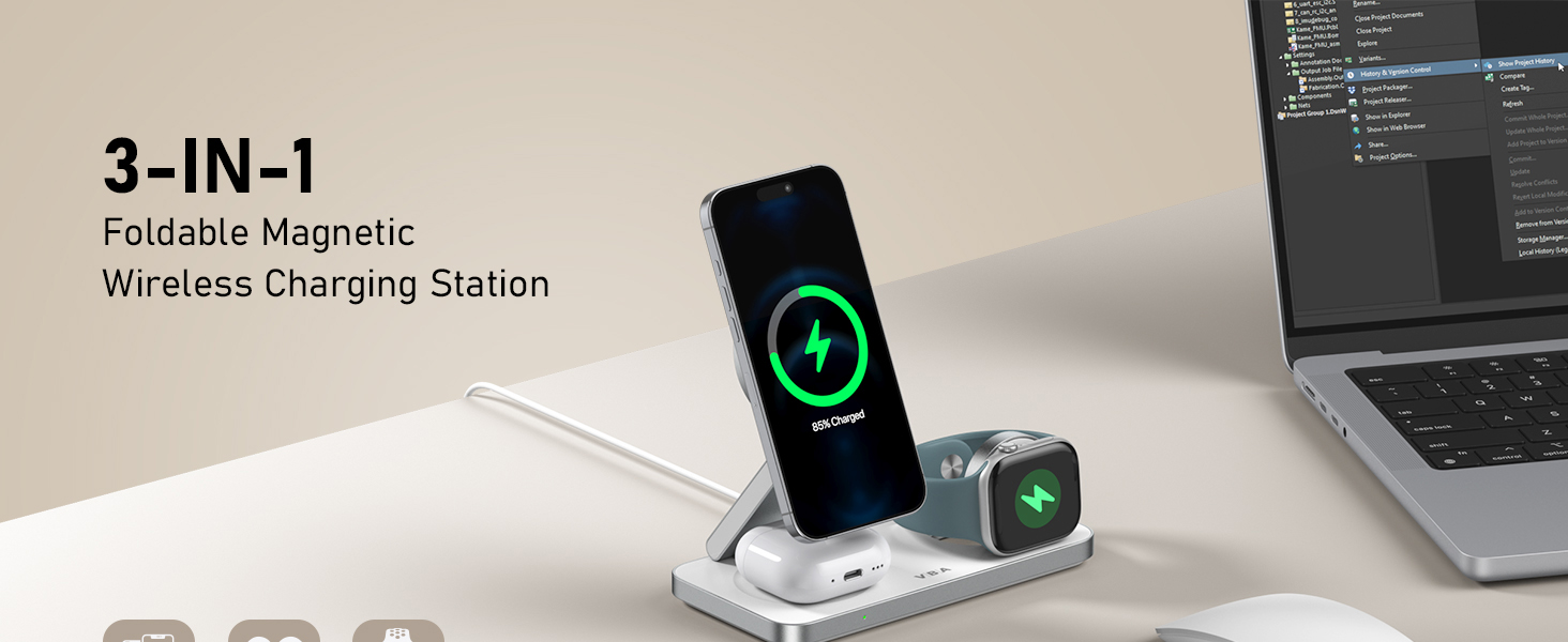 foldable 3 in 1 wireless charging station