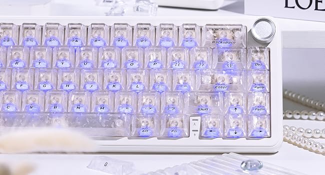 White Clear Translucent keycaps,Shine Throug Key caps,Side Print,Cherry Profile custom Keycaps