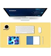 K KNODEL Large Office Leather Desk Mat, Mouse and Keyboard Pad, Computer and Laptop Mat, Desktop ...