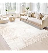 Area Rugs 5x7 Living Room: Washable Rug Modern Abstract Large Rug Soft Non Slip Neutral Rug Stain...