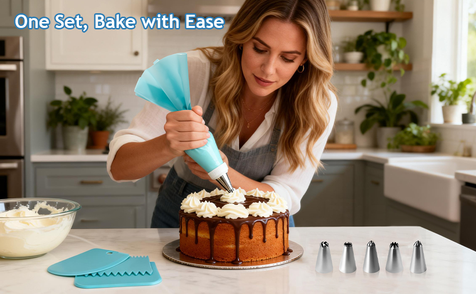 Reusable Piping Bags and Tips Set