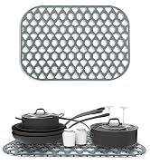 Sink Protectors for Kitchen Sink 16.8"x12.6", Large Farmhouse Silicone Sink Mat Grid Rack for Bot...