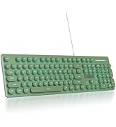 Vumilstek Wired Retro Typewriter Keyboard, Quiet Computer Keyboard Light up with Full Size 104 Ro...