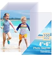4x6 Photo Sleeves (100 Pack) – Top Loading Sheet Protectors, Archival Safe &amp; Waterproof Plastic P...