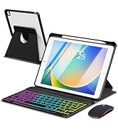 EAMPANG Case with Keyboard Mouse for iPad 9th 8th 7th Generation 10.2 inch,7 Rainbow Backlit Deta...