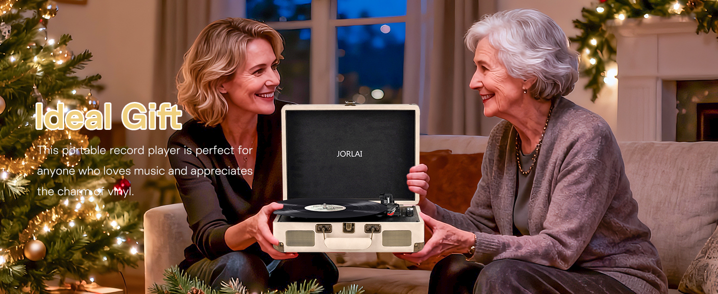 Portable Bluetooth Record Player with USB Playback Rechargeable Battery