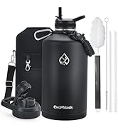 EvoPhlask 1 Gallon Water Bottle Insulated, Vacuum Stainless Steel Water Bottle Keep Cold 48Hrs, 1...
