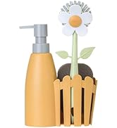 Vigar Florganic Sink Side Set with Soap Dispenser, Daisy-Themed Sink Caddy with Spon...