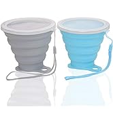 Nanaborn Silicone Collapsible Cups for Camping Travel, Small Portable Drinking Cup with Lids Reus...