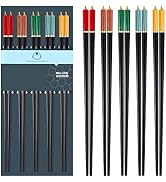 5 Pairs Chopsticks Premium Reusable Dishwasher Safe, 9.57 inch/24.3cm Chopsticks, Matte Non-Slip ...