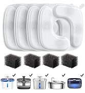 Veken Cat Water Fountain Filters, 4 Pack Replacement Filters &amp; 4 Pack Replacement Pre-Filter Spon...