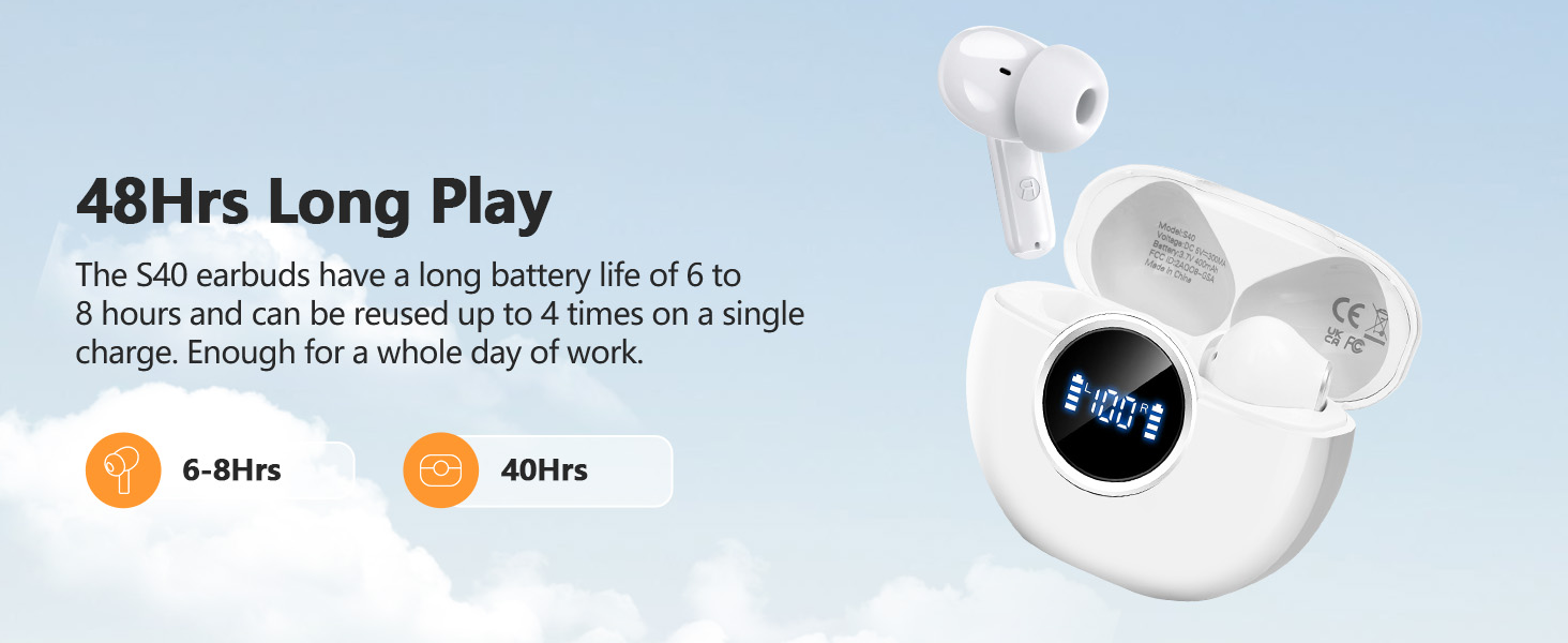 Wireless Earbuds 2025 NEW Bluetooth 5.4 Headphones Bass 3D Stereo, In-Ear Earphones with 4 ENC