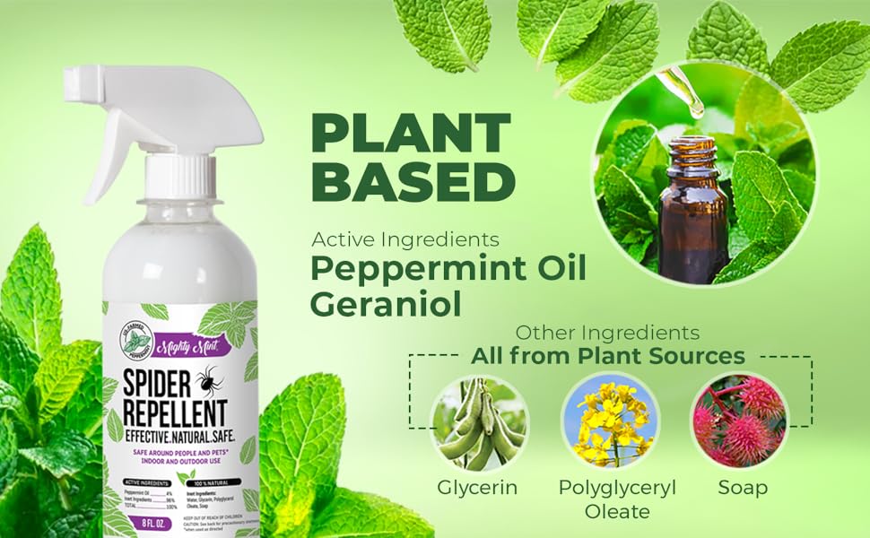 100% plant-based natural ingredients, peppermint oil and other plant sources