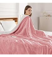 Electric Throw Blanket Heated Throw - 50''x60'' Pink Heated Throw Blanket with Plush Flannel and ...