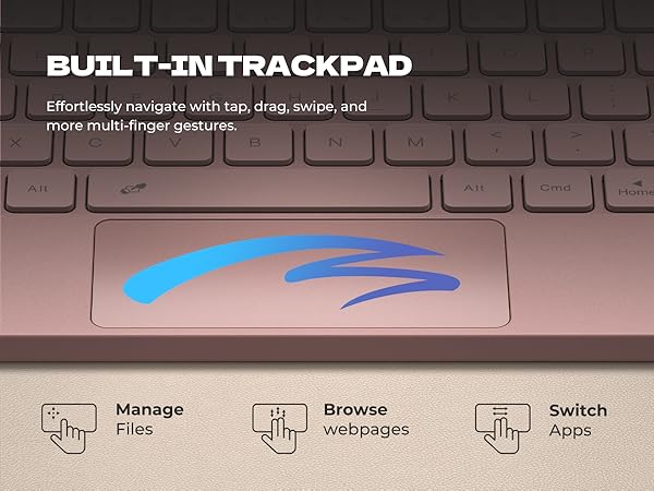 Laptop-like Typing Multi-touch Trackpad Backlit Stylus Holder for 11" Galaxy Tab A9+ Plus (2023)