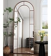 Antok 71" x 28" Full Length Mirror, Floor Mirror Arched Window Decorative Mirror, Metal Framed De...
