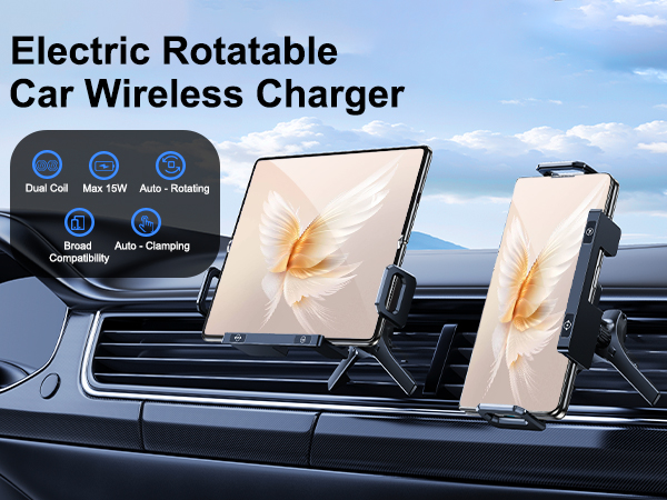  Wireless Car Charger Mount Holder for Samsung Galaxy Z Fold 6 5 4 3 2