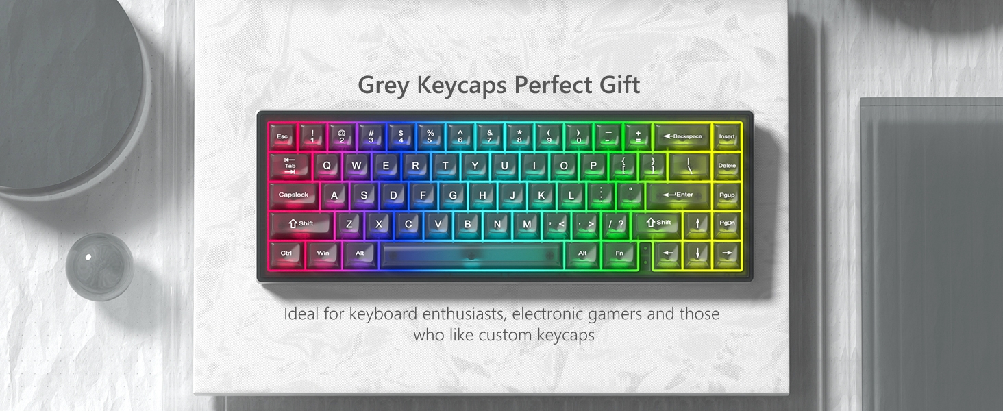 Keycaps Clear, White Keycaps 60 65 75 100 Percent, Transparent Jelly Cute Custom Key Cap