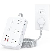 DEPOW 2 Prong to 3 Prong Adapter Power Strip - 6 Outlets & 4 USB Ports (2 USB-C), 1050J Two Prong...