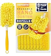 KeFanta Reusable Dusters for Swiffer Duster, 360° Heavy Duty Duster Refills 8Pcs with 1 Handle, W...