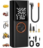AIRSURE Tire Inflator Portable Air Compressor, 150PSI Cordless Tire Pump with USB Output, 12V DC ...