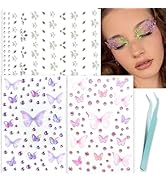 NOOEPC Face Gems Self Adhesive Butterfly Face Jewels Rave Accessories Stickers Heart Rhinestone F...