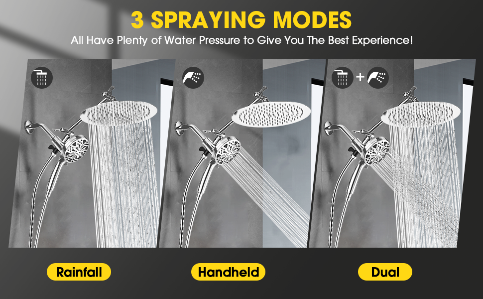 Rain Shower Head with Handheld Spray