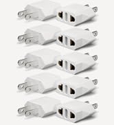 Unidapt 10-Pack EU Europe to US Plug Adapter, Type A Outlet, European to American, Canada, Mexico
