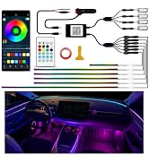 Ambient Lighting Car Led Lights Interior Kit,10 in 1 RGB Music Sync Acrylic Led Lights for Car In...