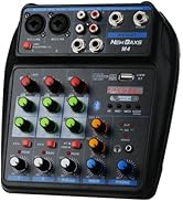 DJ Audio Mixer, DJ Mixers 4 Channel Sound Board with Bluetooth, NEW BAXS Sound Mixer Board XRL/1/...