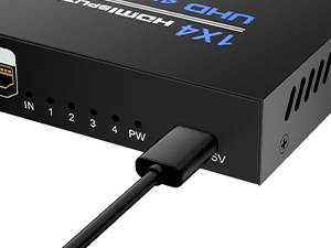 HDMI splitters Supports Ultra HD 1080P 2K x4K@30Hz and 3D Resolutions (1 Input to 4 Outputs)