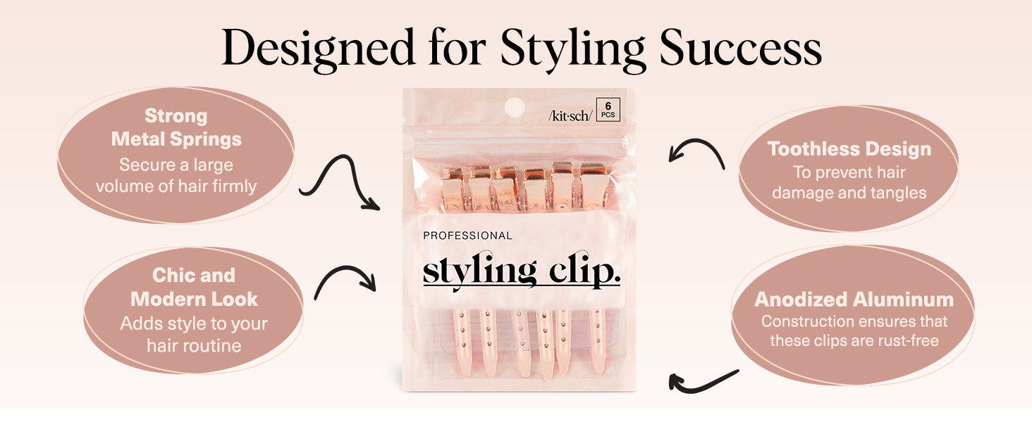 Kitsch Professional Alligator Clips for Hair Styling – 3.5&amp;#34; Aluminum Hair Sectioning Clips