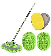 FIDISP 62’’ Car Wash Brush with Long Handle, Microfiber Car Wash Mop Mitts Scratch-Free Alminum C...