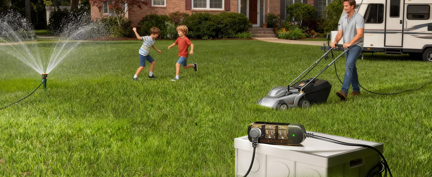 Outdoor Power Strip, 5 Ft, 1625W/13A IPX6 Waterproof, for Courtyard, Garage, Workshop, Camping, RV