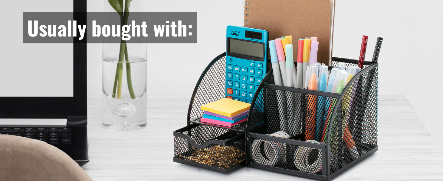 Mr. Pen- Mesh Desk Organizer, Black, Pen Holders Organizers