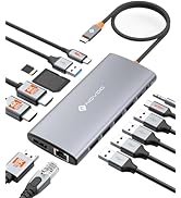 NOVOO USB C Docking Station Dual Monitor for Laptop, 14 in 1 USB C Hub Adapter Thunderbolt 3 to D...