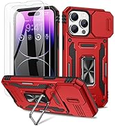 Maxdara for iPhone 14 Pro Max Camera Cover Case with Screen Protector, with Built-in 360° Rotate ...