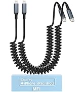 USB C to Lightning Cable for iPhone, [MFi Certified] USB C iPhone Charger Cord for Car, Coiled Ap...